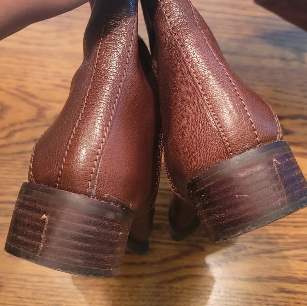 Nine West Mocha Cocoa Brown Genuine Leather Tall Boots